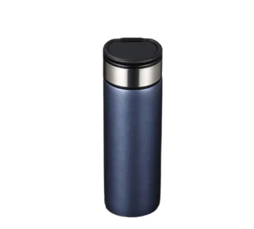 Термос Yiwu HP-14-19BL 530 мл з датчиком температури та ситечком, синій Термос Yiwu HP-14-19BL 530 мл з датчиком температури та ситечком, синій