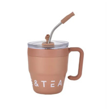 Термочашка Yiwu Coffee & Tea HP-14-23BR 480 мл з трубочкою і подвійним відкриванням, коричнева