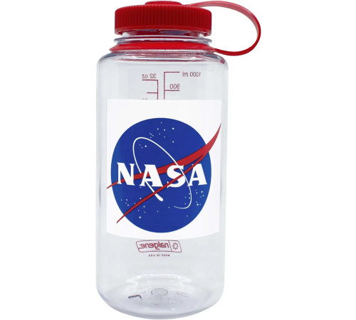Пляшка Nalgene 1 л WM Clear w/Red Cap NASA Globe Susta - різнокольорова Пляшка Nalgene 1 л WM Clear w/Red Cap NASA Globe Susta - різнокольорова