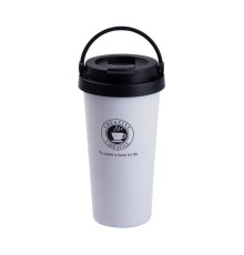 Термочашка Happy Life Creative Cafe Style 500 мл з ручкою, біла