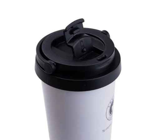 Термочашка Happy Life Creative Cafe Style 500 мл з ручкою, біла Термочашка Happy Life Creative Cafe Style 500 мл з ручкою, біла