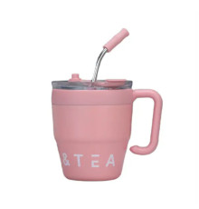 Термочашка Yiwu Coffee & Tea HP-14-23P 480 мл з трубочкою і подвійним відкриванням, рожева