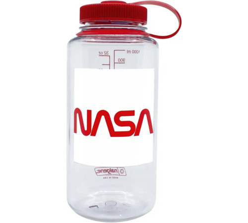 Пляшка Nalgene 1 л WM Clear w/Red Cap Nasa Sustain - біло-червона Пляшка Nalgene 1 л WM Clear w/Red Cap Nasa Sustain - біло-червона