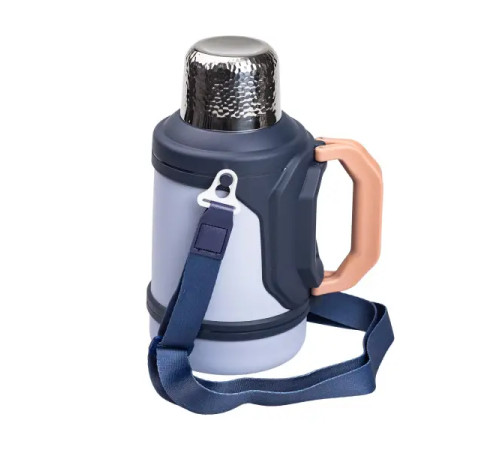 Термос Yiwu HP-14-21BL туристичний Vacuum Cup 1,5 л з фліп кришкою та складаними ручками, темно-синій Термос Yiwu HP-14-21BL туристичний Vacuum Cup 1,5 л з фліп кришкою та складаними ручками, темно-синій
