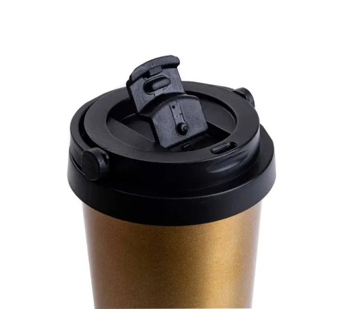 Термочашка Happy Life Creative Cafe Style 500 мл з ручкою, срібляста Термочашка Happy Life Creative Cafe Style 500 мл з ручкою, срібляста