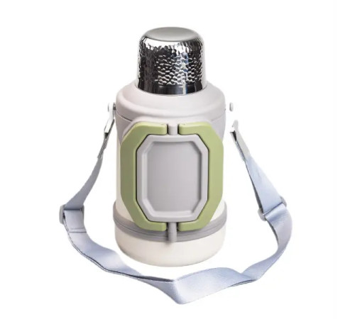 Термос Yiwu HP-14-21V туристичний Vacuum Cup 1,5 л з фліп кришкою та складаними ручками, сіро-зелений Термос Yiwu HP-14-21V туристичний Vacuum Cup 1,5 л з фліп кришкою та складаними ручками, сіро-зелений