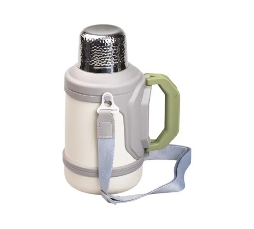 Термос Yiwu HP-14-21V туристичний Vacuum Cup 1,5 л з фліп кришкою та складаними ручками, сіро-зелений Термос Yiwu HP-14-21V туристичний Vacuum Cup 1,5 л з фліп кришкою та складаними ручками, сіро-зелений