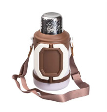 Термос Yiwu HP-14-21W туристичний Vacuum Cup 1,5 л з фліп кришкою та складаними ручками, коричнево-білий