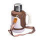 Термос Yiwu HP-14-21W туристичний Vacuum Cup 1,5 л з фліп кришкою та складаними ручками, коричнево-білий