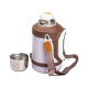 Термос Yiwu HP-14-21W туристичний Vacuum Cup 1,5 л з фліп кришкою та складаними ручками, коричнево-білий