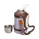 Термос Yiwu HP-14-21W туристичний Vacuum Cup 1,5 л з фліп кришкою та складаними ручками, коричнево-білий