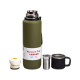 Термос Yiwu HP-14-28GR High Bottle 1 л із заварником та фліп кришкою, оливковий