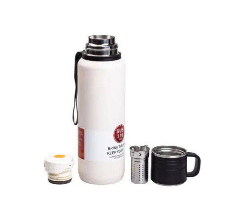 Термос Yiwu HP-14-28W High Bottle 1 л із заварником та фліп кришкою, білий Термос Yiwu HP-14-28W High Bottle 1 л із заварником та фліп кришкою, білий