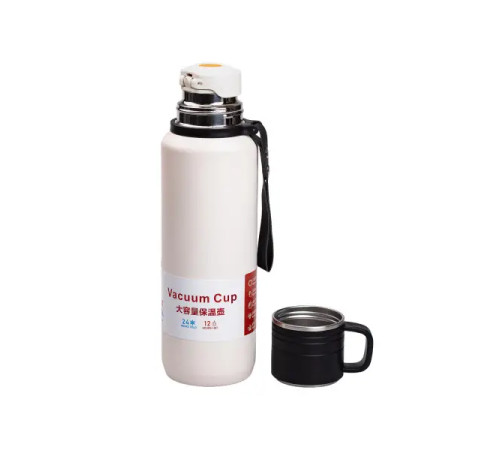 Термос Yiwu HP-14-28W High Bottle 1 л із заварником та фліп кришкою, білий Термос Yiwu HP-14-28W High Bottle 1 л із заварником та фліп кришкою, білий
