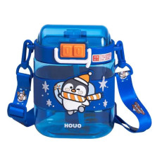 Дитяча пляшка для води Yiwu Dodo Penguin 560 мл з ремінцем, синя