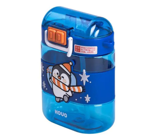 Дитяча пляшка для води Yiwu Dodo Penguin 560 мл з ремінцем, синя Дитяча пляшка для води Yiwu Dodo Penguin 560 мл з ремінцем, синя