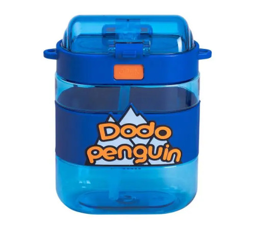 Дитяча пляшка для води Yiwu Dodo Penguin 560 мл з ремінцем, синя Дитяча пляшка для води Yiwu Dodo Penguin 560 мл з ремінцем, синя