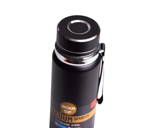 Термос Yiwu HP-14-30B Vacuum Sports 1 л з датчиком температури та ситечком, чорний Термос Yiwu HP-14-30B Vacuum Sports 1 л з датчиком температури та ситечком, чорний