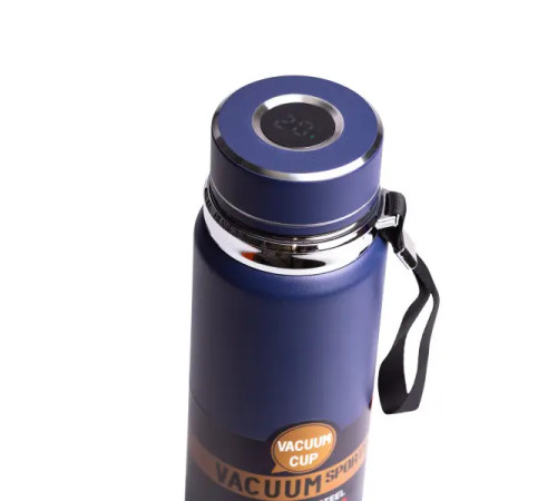Термос Yiwu HP-14-30BL Vacuum Sports 1 л з датчиком температури та ситечком, темно-синій Термос Yiwu HP-14-30BL Vacuum Sports 1 л з датчиком температури та ситечком, темно-синій