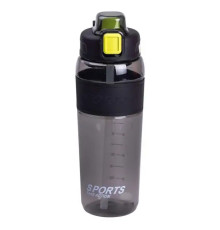 Пляшка для води Yiwu Sports 800 мл з трубочкою, чорна