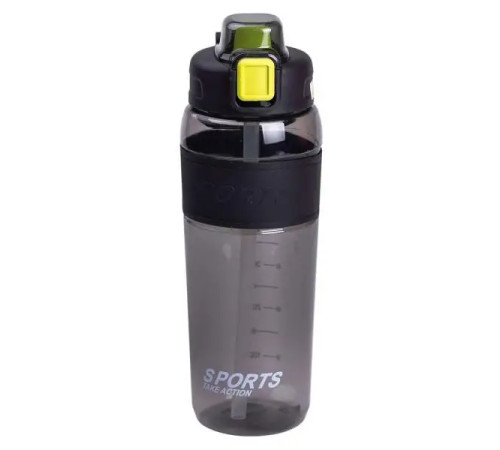 Пляшка для води Yiwu Sports 800 мл з трубочкою, чорна Пляшка для води Yiwu Sports 800 мл з трубочкою, чорна