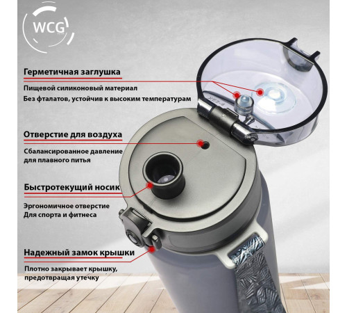 Спортивна Пляшка для води WCG Grey 0.5 л