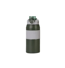 Термос Yiwu HP-14-5GR Sport 600 мл з мундштуком і ручкою, сіро-зелений