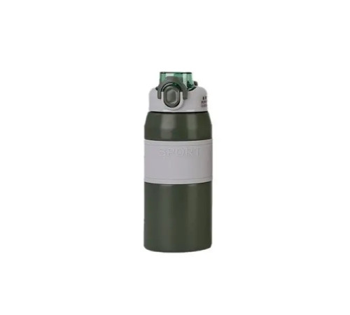 Термос Yiwu HP-14-5GR Sport 600 мл з мундштуком і ручкою, сіро-зелений Термос Yiwu HP-14-5GR Sport 600 мл з мундштуком і ручкою, сіро-зелений