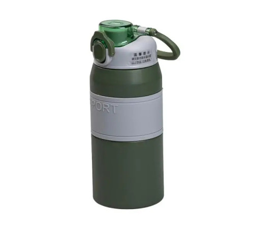 Термос Yiwu HP-14-5GR Sport 600 мл з мундштуком і ручкою, сіро-зелений Термос Yiwu HP-14-5GR Sport 600 мл з мундштуком і ручкою, сіро-зелений