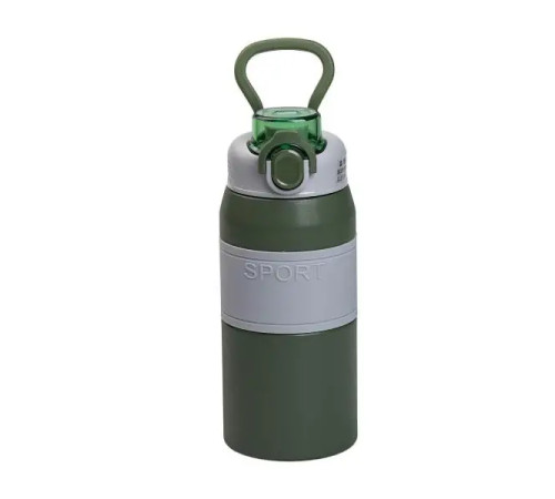 Термос Yiwu HP-14-5GR Sport 600 мл з мундштуком і ручкою, сіро-зелений Термос Yiwu HP-14-5GR Sport 600 мл з мундштуком і ручкою, сіро-зелений