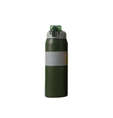 Термос Yiwu HP-14-6GR Sport 800 мл з мундштуком і ручкою, сіро-зелений