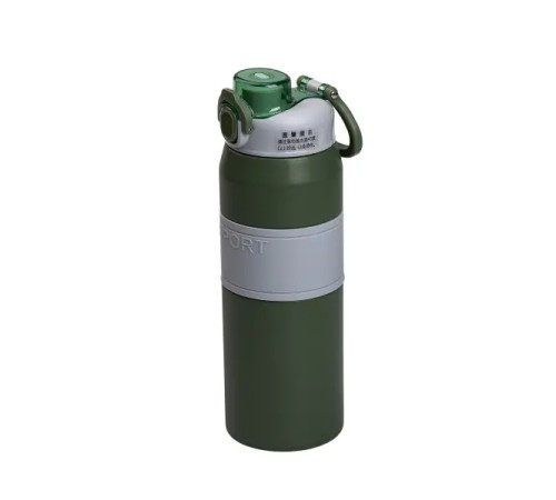 Термос Yiwu HP-14-6GR Sport 800 мл з мундштуком і ручкою, сіро-зелений Термос Yiwu HP-14-6GR Sport 800 мл з мундштуком і ручкою, сіро-зелений