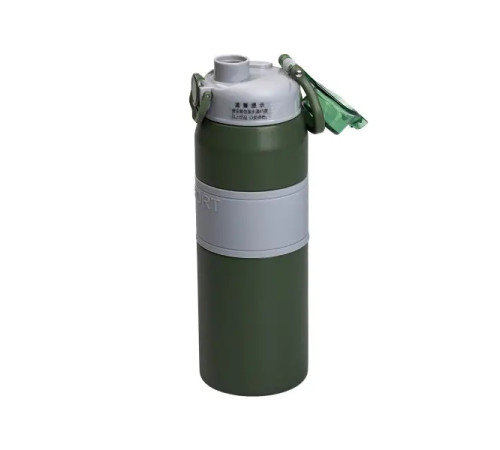 Термос Yiwu HP-14-6GR Sport 800 мл з мундштуком і ручкою, сіро-зелений Термос Yiwu HP-14-6GR Sport 800 мл з мундштуком і ручкою, сіро-зелений