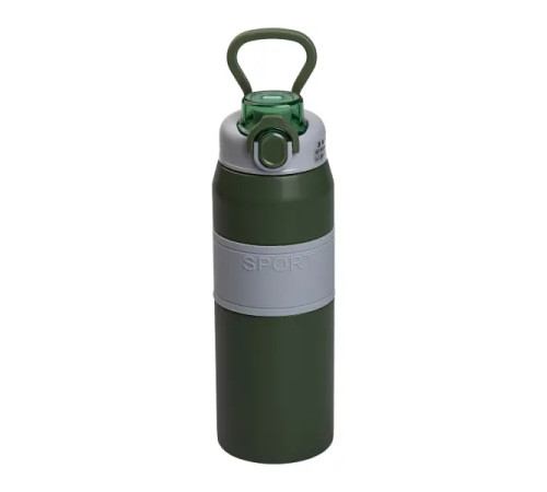 Термос Yiwu HP-14-6GR Sport 800 мл з мундштуком і ручкою, сіро-зелений Термос Yiwu HP-14-6GR Sport 800 мл з мундштуком і ручкою, сіро-зелений