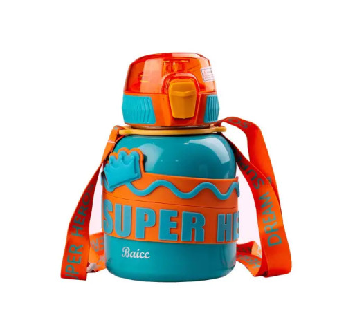Термос дитячий Happy Life Super Hero Dream 560 мл з ремінцем, бірюзовий Термос дитячий Happy Life Super Hero Dream 560 мл з ремінцем, бірюзовий