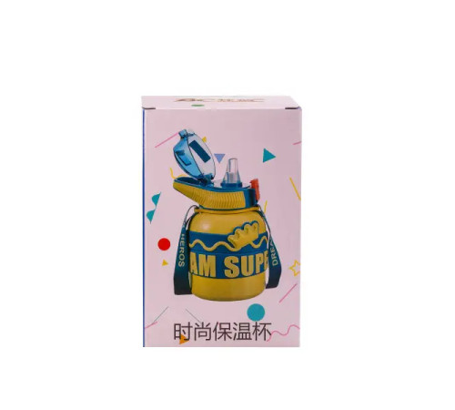 Термос дитячий Happy Life Super Hero Dream 560 мл з ремінцем, жовтий Термос дитячий Happy Life Super Hero Dream 560 мл з ремінцем, жовтий