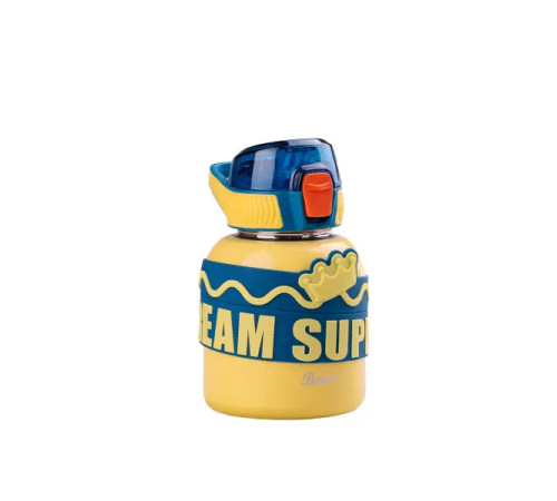 Термос дитячий Happy Life Super Hero Dream 560 мл з ремінцем, жовтий Термос дитячий Happy Life Super Hero Dream 560 мл з ремінцем, жовтий