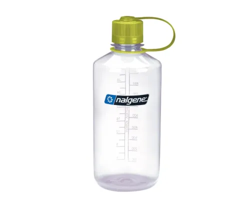 Пляшка для води NALGENE Narrow Mouth Sustain 1л - прозора із зеленою кришкою