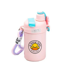 Термос дитячий Happy Life G. Duck 460 мл з трубочкою та гвинтовою кришкою, рожевий