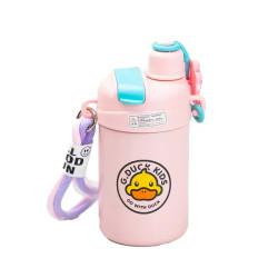 Термос дитячий Happy Life G. Duck 460 мл з трубочкою та гвинтовою кришкою, рожевий