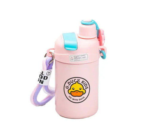 Термос дитячий Happy Life G. Duck 460 мл з трубочкою та гвинтовою кришкою, рожевий Термос дитячий Happy Life G. Duck 460 мл з трубочкою та гвинтовою кришкою, рожевий