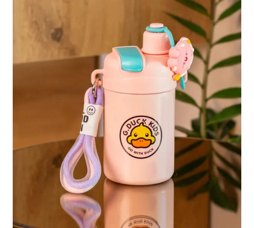 Термос дитячий Happy Life G. Duck 460 мл з трубочкою та гвинтовою кришкою, рожевий Термос дитячий Happy Life G. Duck 460 мл з трубочкою та гвинтовою кришкою, рожевий
