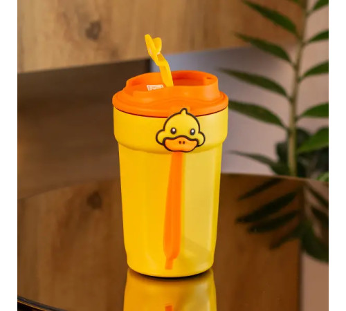 Термочашка Happy Life G. Duck 450 мл з кришкою на защіпці, жовта Термочашка Happy Life G. Duck 450 мл з кришкою на защіпці, жовта