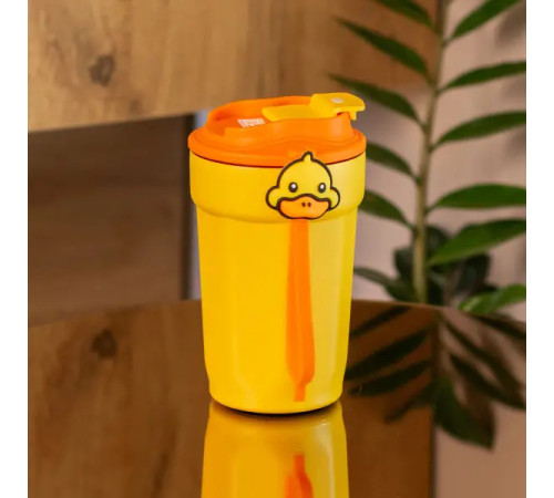 Термочашка Happy Life G. Duck 450 мл з кришкою на защіпці, жовта Термочашка Happy Life G. Duck 450 мл з кришкою на защіпці, жовта