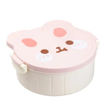Ланч-бокс дитячий TS Kitchen зі столовими приборами Rabbit 18 х 18 х 7 см, рожево-білий