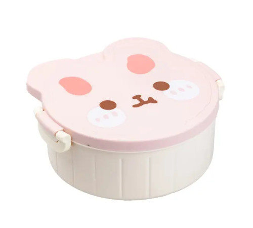 Ланч-бокс дитячий TS Kitchen зі столовими приборами Rabbit 18 х 18 х 7 см, рожево-білий Ланч-бокс дитячий TS Kitchen зі столовими приборами Rabbit 18 х 18 х 7 см, рожево-білий