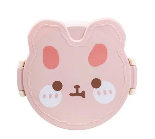 Ланч-бокс дитячий TS Kitchen зі столовими приборами Rabbit 18 х 18 х 7 см, рожево-білий Ланч-бокс дитячий TS Kitchen зі столовими приборами Rabbit 18 х 18 х 7 см, рожево-білий