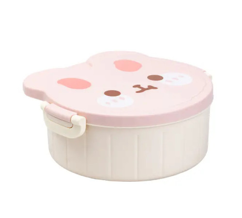 Ланч-бокс дитячий TS Kitchen зі столовими приборами Rabbit 18 х 18 х 7 см, рожево-білий Ланч-бокс дитячий TS Kitchen зі столовими приборами Rabbit 18 х 18 х 7 см, рожево-білий