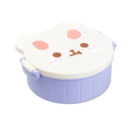 Ланч-бокс дитячий TS Kitchen зі столовими приборами Rabbit 18 х 18 х 7 см, бузково-білий Ланч-бокс дитячий TS Kitchen зі столовими приборами Rabbit 18 х 18 х 7 см, бузково-білий