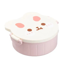 Ланч-бокс дитячий TS Kitchen зі столовими приборами Rabbit 18 х 18 х 7 см, біло-рожевий